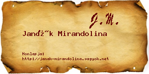 Janák Mirandolina névjegykártya